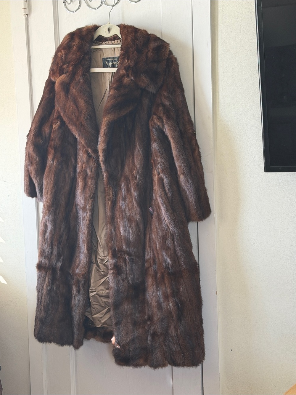 Luxurious Brown Fur Long Coat - Women’s Classic Outerwear